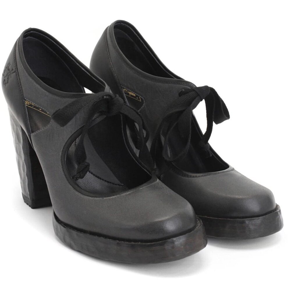 John Fluevog Hopscotch Tag Lace-Up Mary Jane Heel